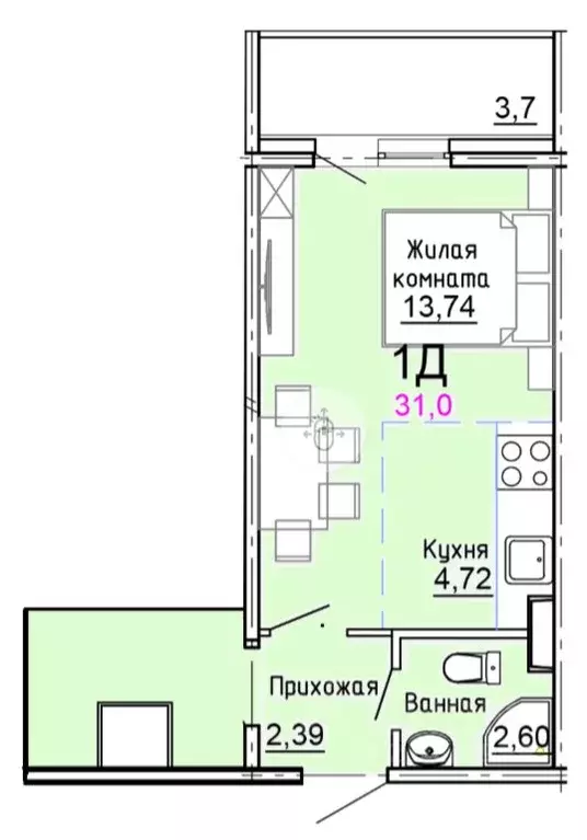 Студия Московская область, Солнечногорск городской округ, Голубое пгт ... - Фото 2