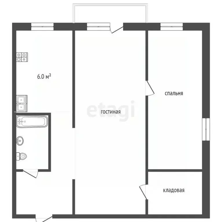 2-к кв. Московская область, Клин Молодежный проезд, 8 (42.1 м) - Фото 2