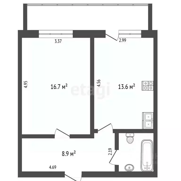 1-к кв. Калужская область, Калуга Терепецкая ул., 7 (43.2 м) - Фото 2