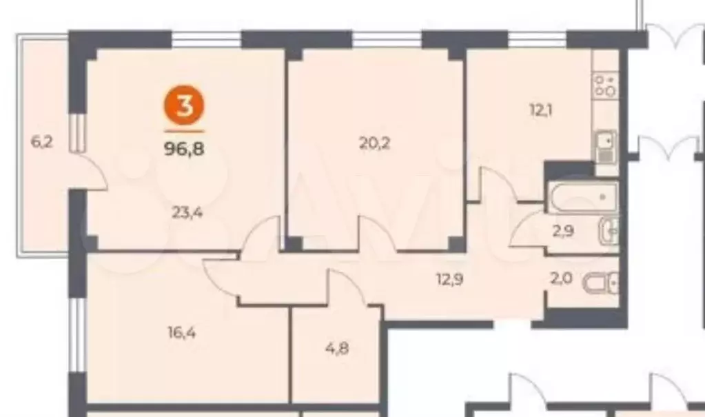 3-к. квартира, 100 м, 17/19 эт. - Фото 0