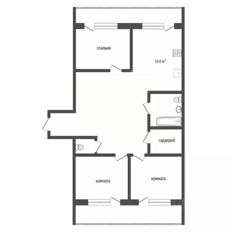 3-к кв. Тюменская область, Тюмень ул. Станционная, 24к1 (82.9 м) - Фото 1