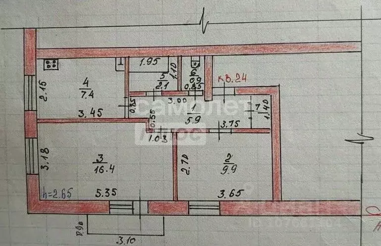 2-к кв. Липецкая область, Липецкий муниципальный округ, с. Боринское ... - Фото 2