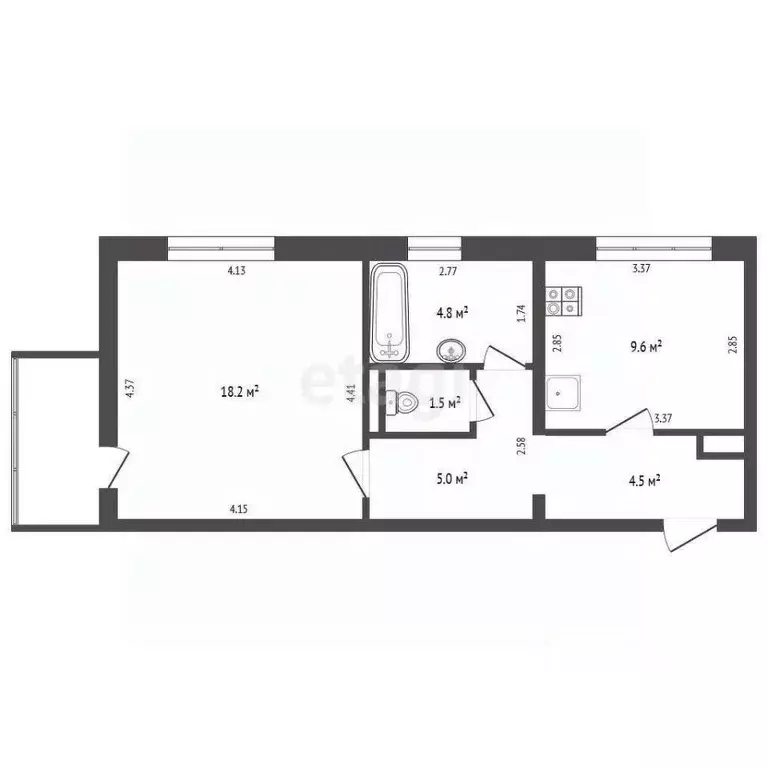 1-к кв. Белгородская область, Белгород ул. Толстого, 47 (44.0 м) - Фото 2