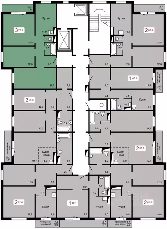 3-к кв. красноярский край, красноярск ул. кутузова (72.9 м) - Фото 0