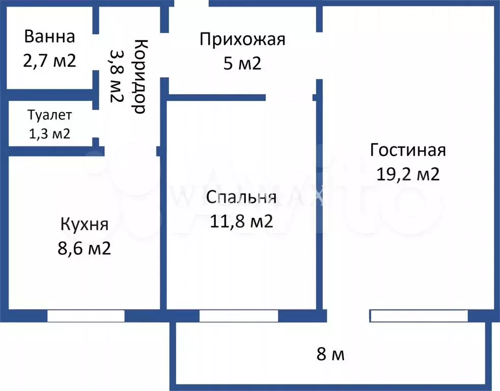 2-к. квартира, 52,4 м, 7/10 эт. - Фото 0