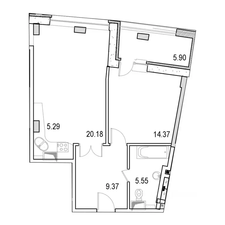 2-к кв. Москва ул. Маршала Рыбалко, 2к9 (60.77 м) - Фото 0