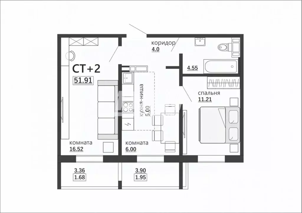 2-к кв. Челябинская область, Челябинск Артиллерийская ул., 97 (51.91 ... - Фото 2