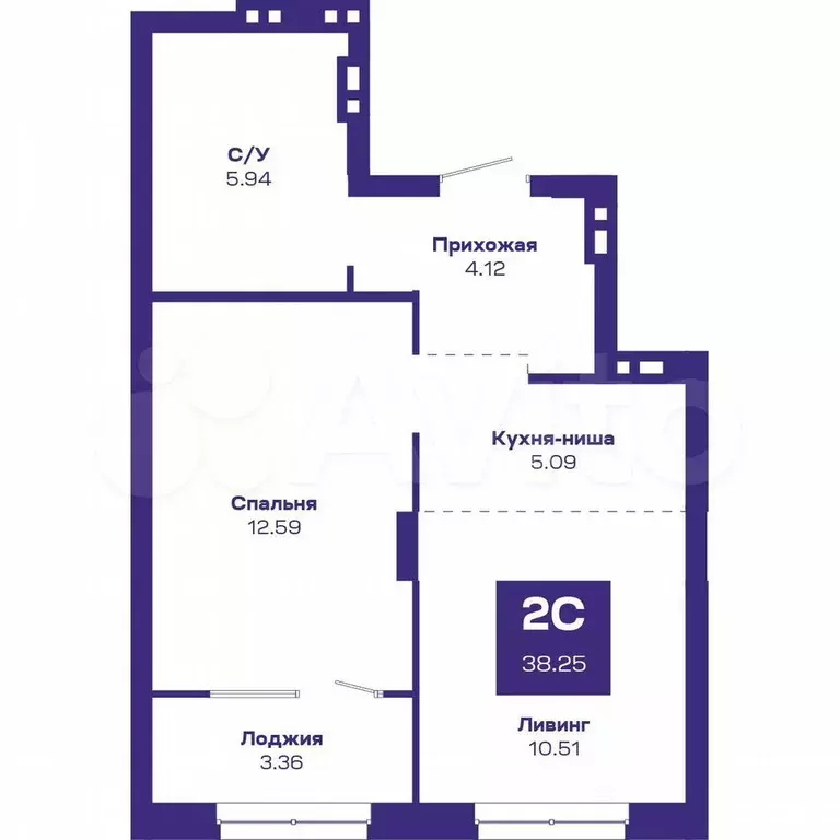 2-к. квартира, 39,5 м, 3/8 эт. - Фото 1