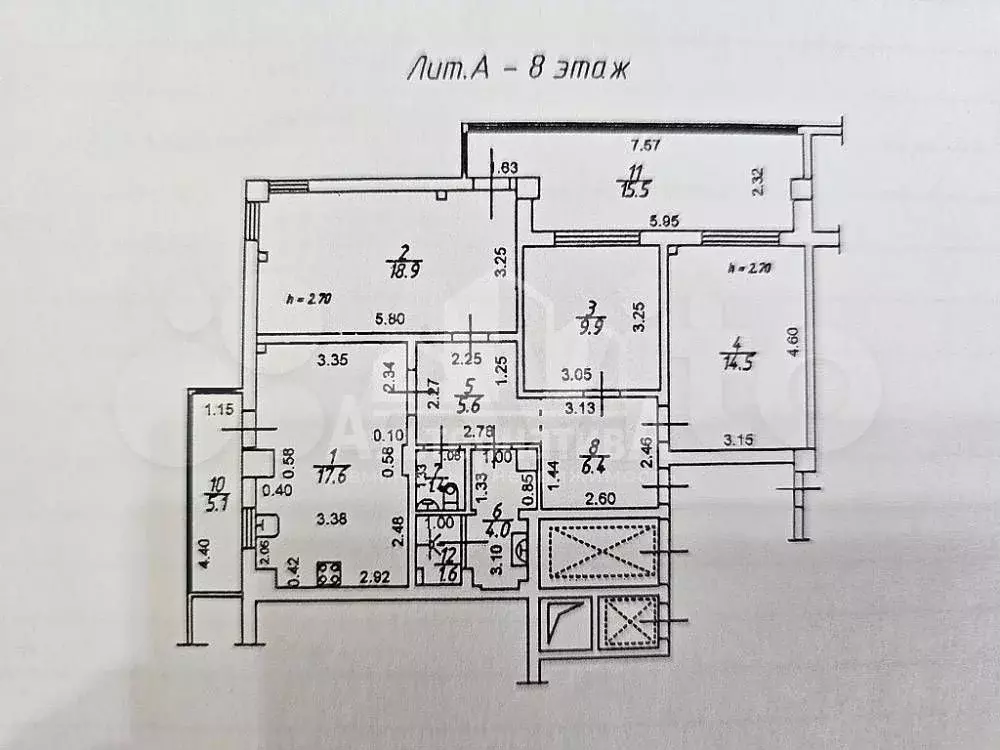 3-к. квартира, 79,9 м, 8/12 эт. - Фото 0
