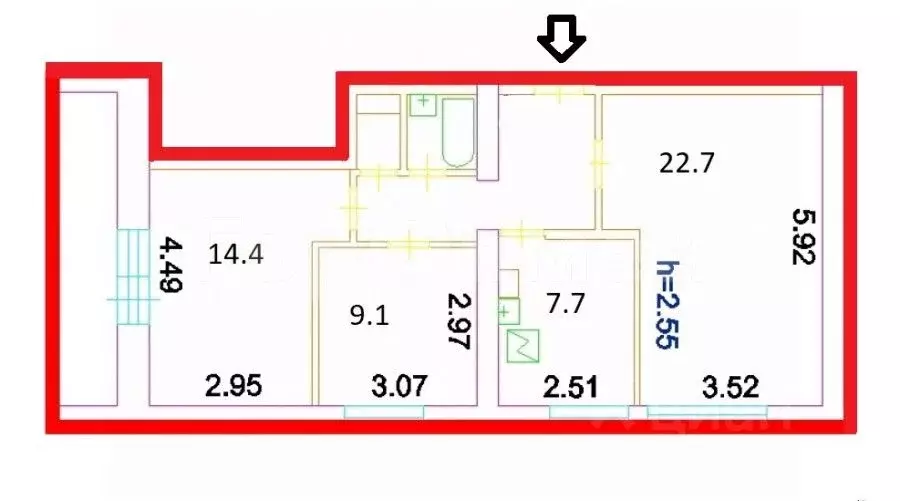 3-к кв. Москва Волочаевская ул., 4 (64.6 м) - Фото 1