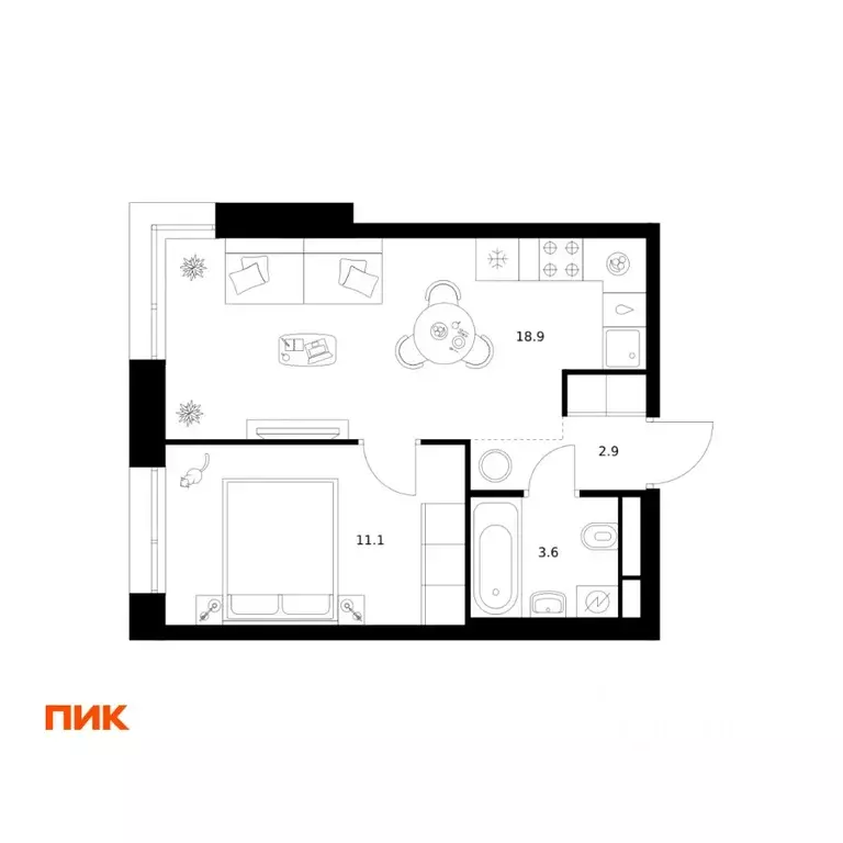 1-к кв. Москва Москворечье жилой комплекс (36.5 м) - Фото 1