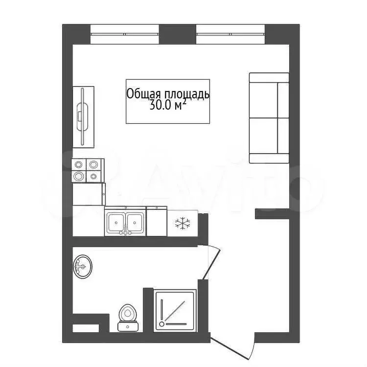 Квартира-студия, 30 м, 1/3 эт. - Фото 0