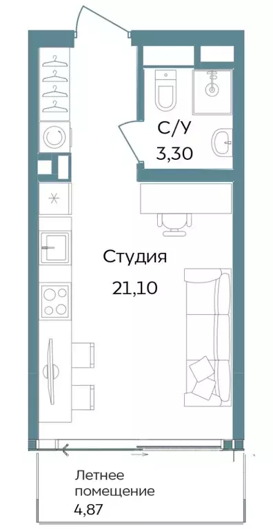 Студия Крым, Саки ул. Морская (29.27 м) - Фото 0