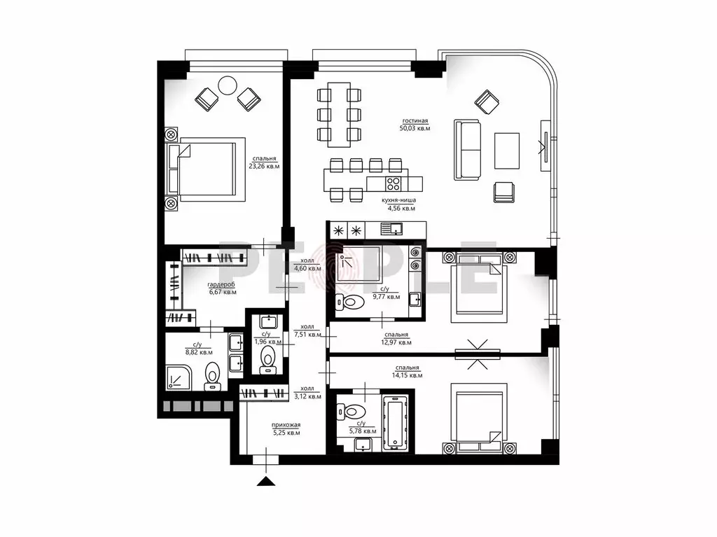 4-комнатная квартира: Москва, улица Братьев Фонченко, 1к4 (151 м) - Фото 1