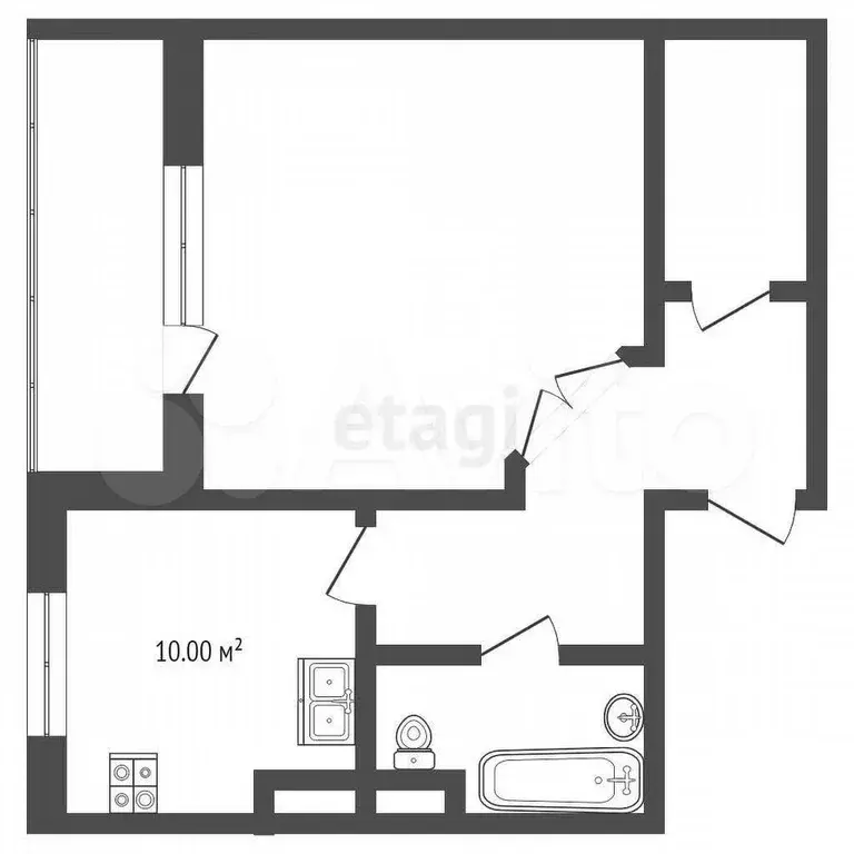 1-к. квартира, 41 м, 9/10 эт. - Фото 0