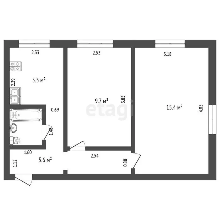 2-комнатная квартира: Ижевск, улица Гагарина, 74 (37.9 м) - Фото 1