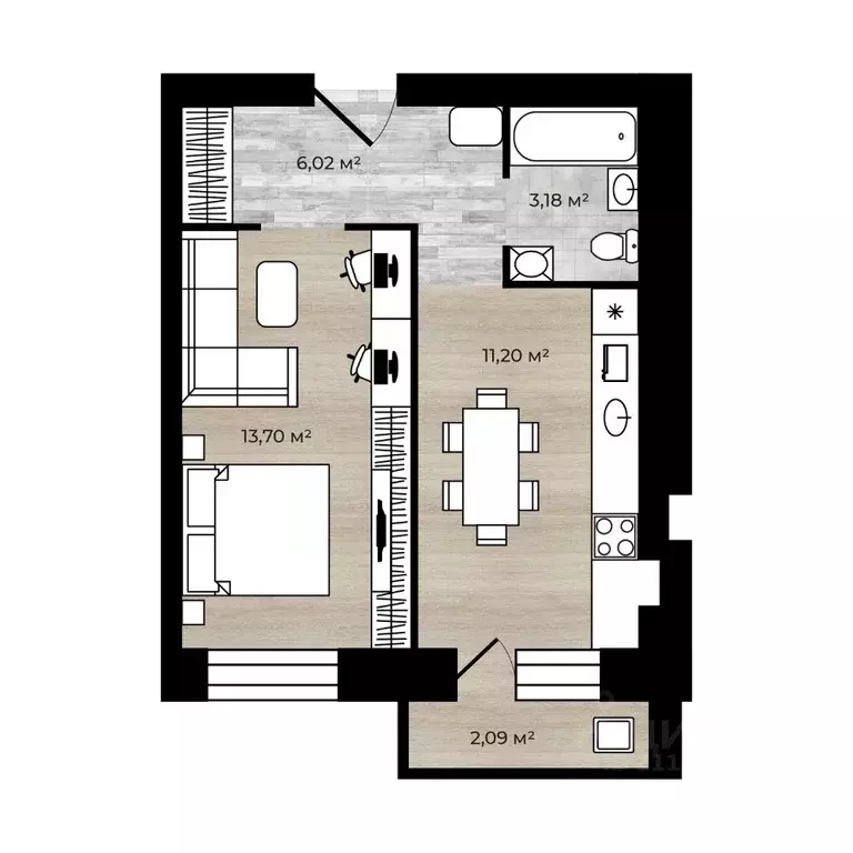 1-к кв. Ярославская область, Ярославский муниципальный округ, пос. ... - Фото 1