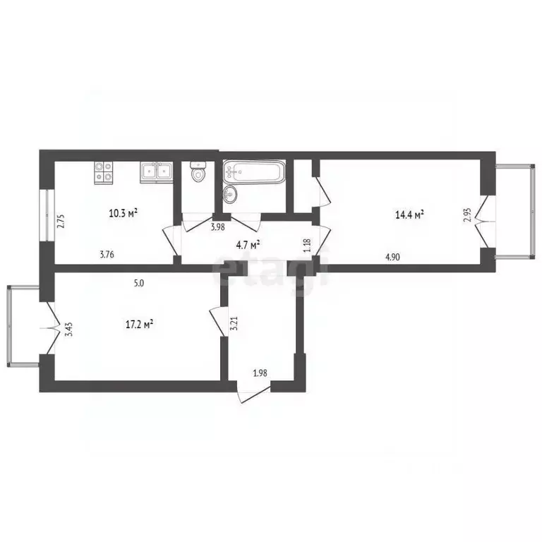 2-к кв. Челябинская область, Челябинск Советская ул., 67 (59.0 м) - Фото 1