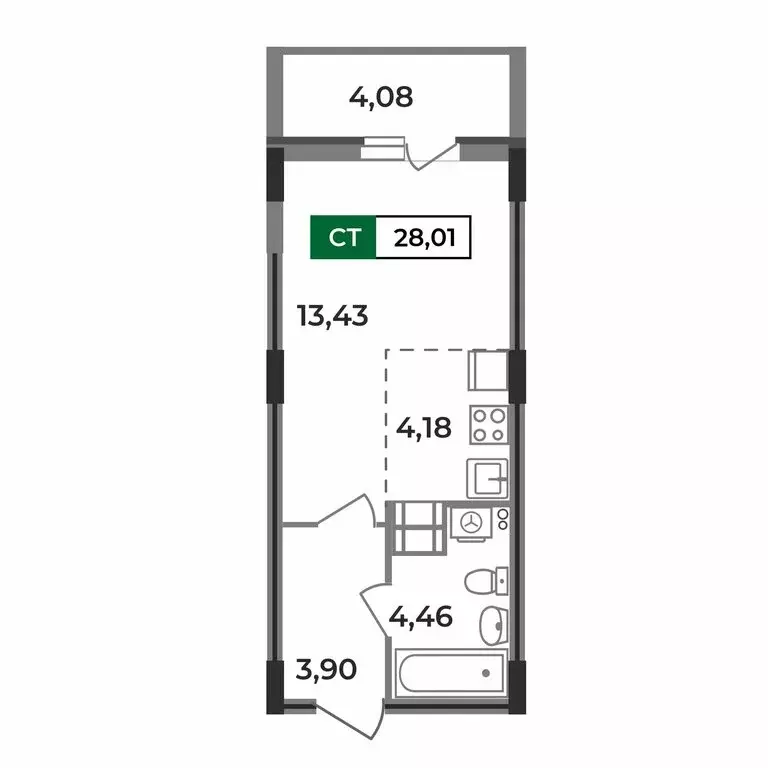Квартира-студия: Ковров, Еловая улица, 11 (28.01 м) - Фото 0