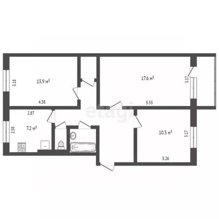 3-к кв. Ямало-Ненецкий АО, Ноябрьск ул. Ленина, 19 (61.0 м) - Фото 1