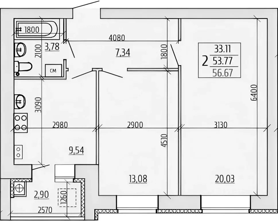 2-к кв. Рязанская область, Рыбное ул. Крымская, 10А (57.1 м) - Фото 2