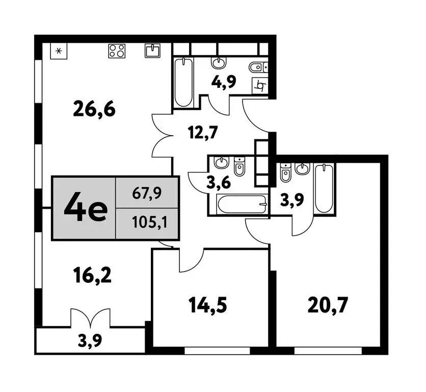 4-комнатная квартира: Москва, Фестивальная улица, 15к24/3 (105.1 м) - Фото 0