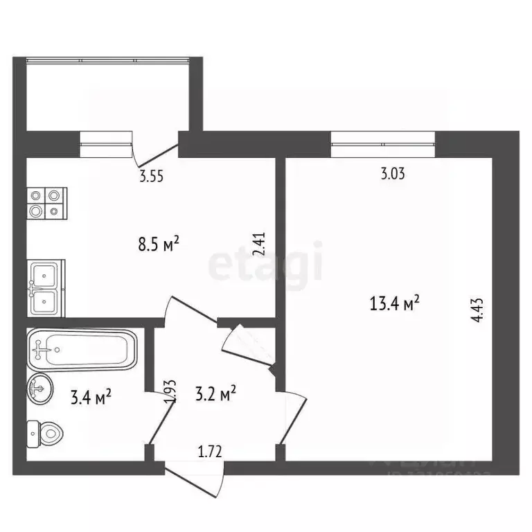 1-к кв. Архангельская область, Котлас ул. 28-й Невельской дивизии, 8Б ... - Фото 2