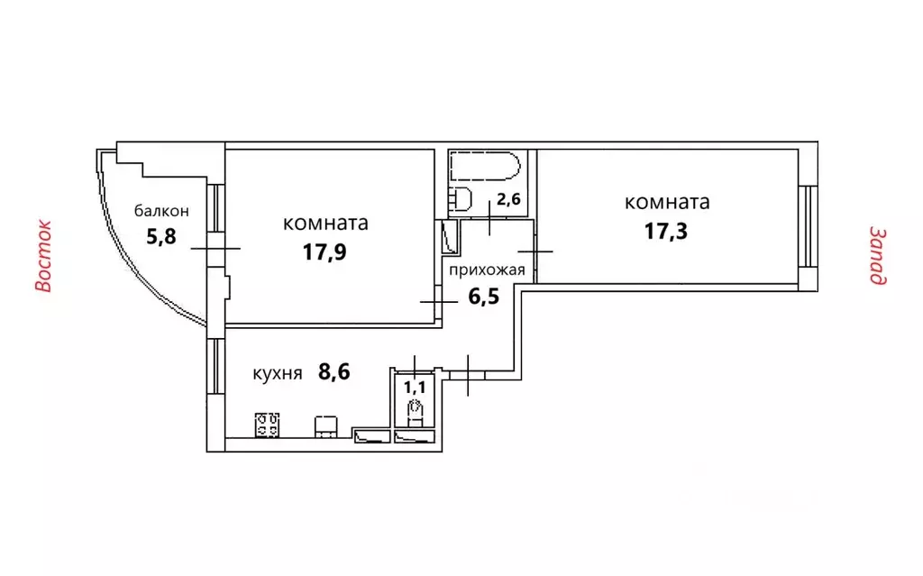 2-к кв. Санкт-Петербург Варшавская ул., 19к5 (54.0 м) - Фото 1