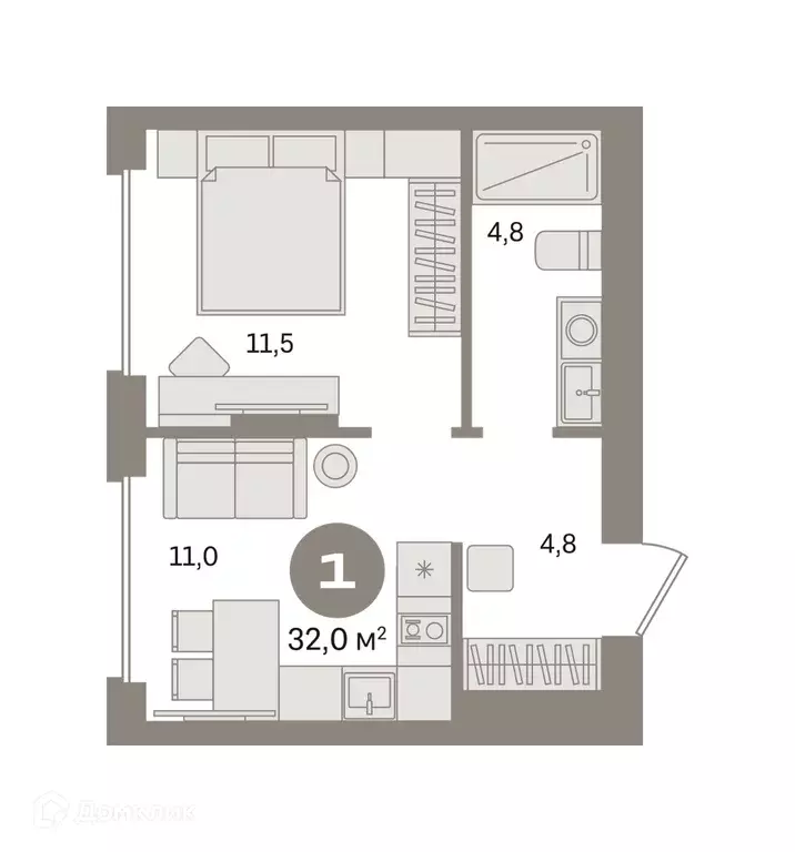 Продаётся 1-к квартира, 32 м - Фото 0