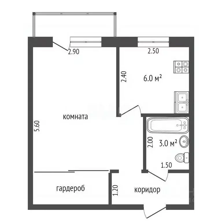 1-к кв. Тюменская область, Тюмень ул. Республики, 86 (30.0 м) - Фото 1