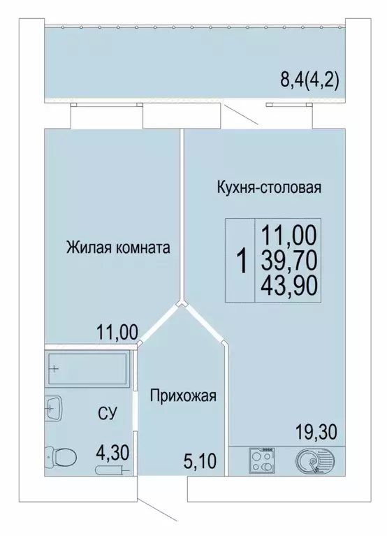 Продаётся 1-к квартира, 43.9 м - Фото 1