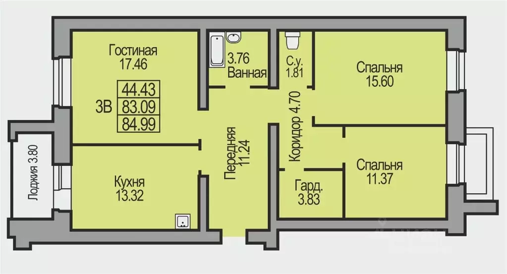 3-к кв. Новосибирская область, Бердск ул. Салаирская, 10 (84.99 м) - Фото 0