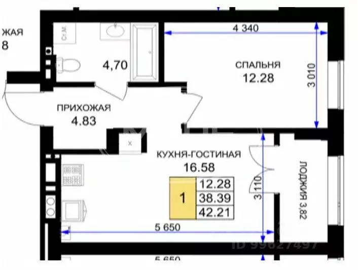 1-к кв. Калининградская область, Гурьевск ул. Героя России ... - Фото 2