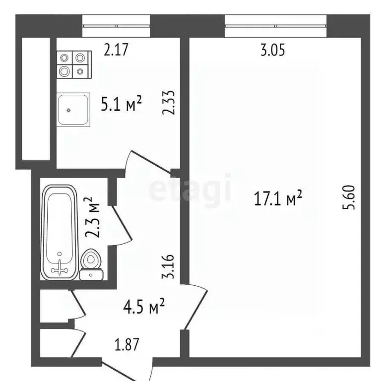 1-к кв. Ростовская область, Ростов-на-Дону ул. Туполева, 18/1 (29.7 м) - Фото 1