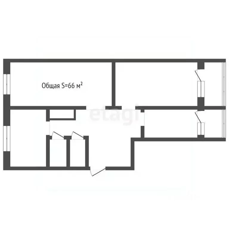 2-к кв. Брянская область, Брянск ул. Чернышевского, 72А (66.0 м) - Фото 1