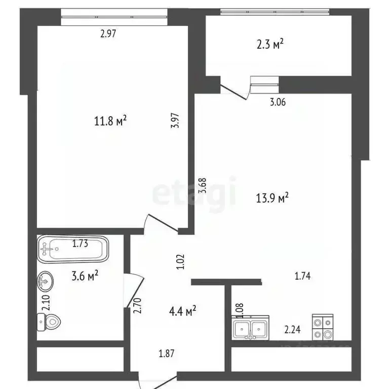 1-к кв. Тюменская область, Тюмень ул. Андрея Приказнова, 7 (35.4 м) - Фото 2