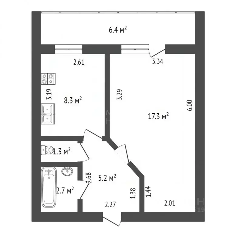 1-к кв. Тюменская область, Тюмень ул. Щербакова, 150к1 (34.7 м) - Фото 1