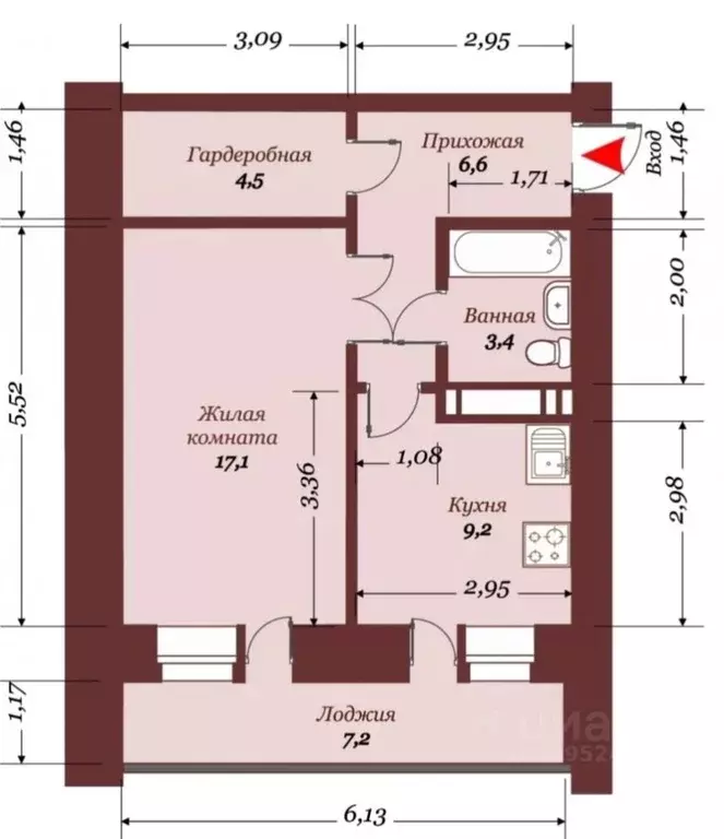 1-к кв. Челябинская область, Челябинск ул. Шаумяна, 122 (48.0 м) - Фото 1