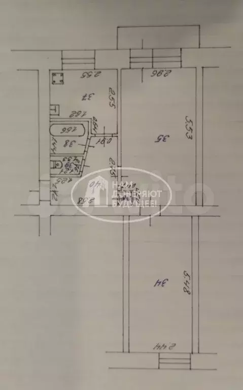 2-к. квартира, 43 м, 2/5 эт. - Фото 0