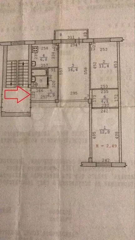 3-к. квартира, 58,2 м, 2/5 эт. - Фото 0