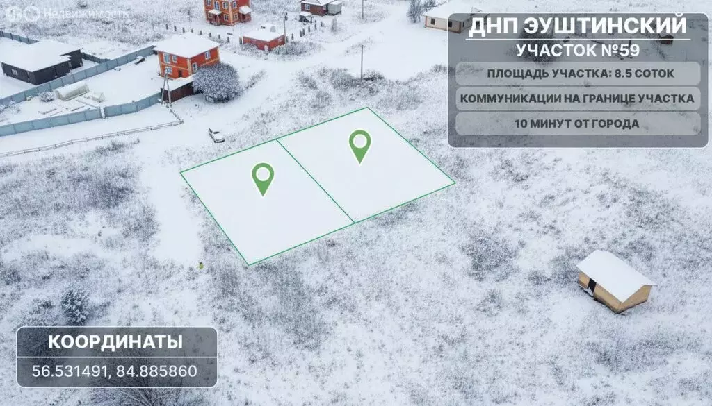 Участок в Томский район, ДНП Эуштинский микрорайон, 59 (8.5 м) - Фото 2