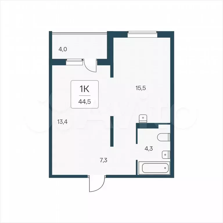 1-к. квартира, 44,5 м, 16/17 эт. - Фото 0