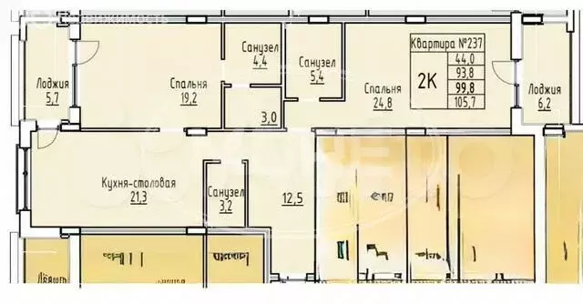 3-комнатная квартира: Калининград, улица Молодой Гвардии, 34 (100 м) - Фото 1
