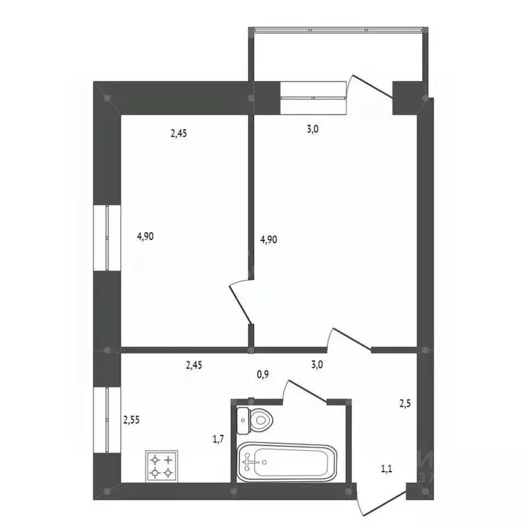 2-к кв. Амурская область, Белогорск ул. Кирова, 253А (40.2 м) - Фото 2