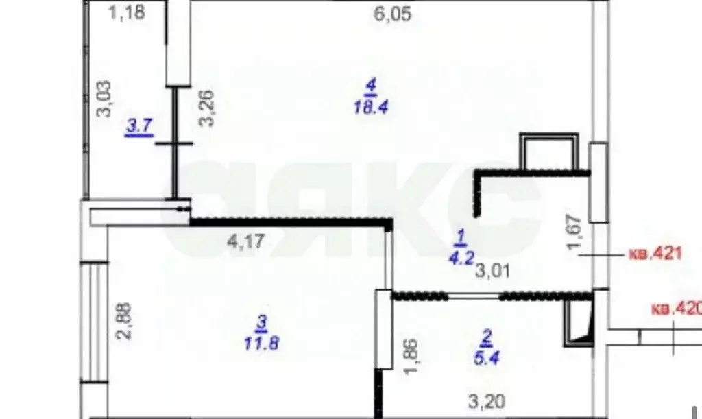 1-к кв. Тульская область, Тула ул. Седова, 26к2 (42.0 м) - Фото 1