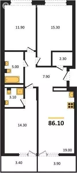 4-комнатная квартира: Пенза, улица 65-летия Победы, 32 (86.1 м) - Фото 1