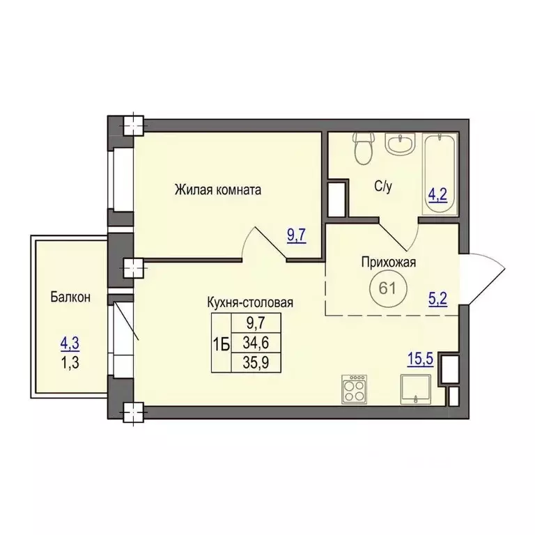 1-к кв. Псковская область, Псковский район, Завеличенская волость, д. ... - Фото 0