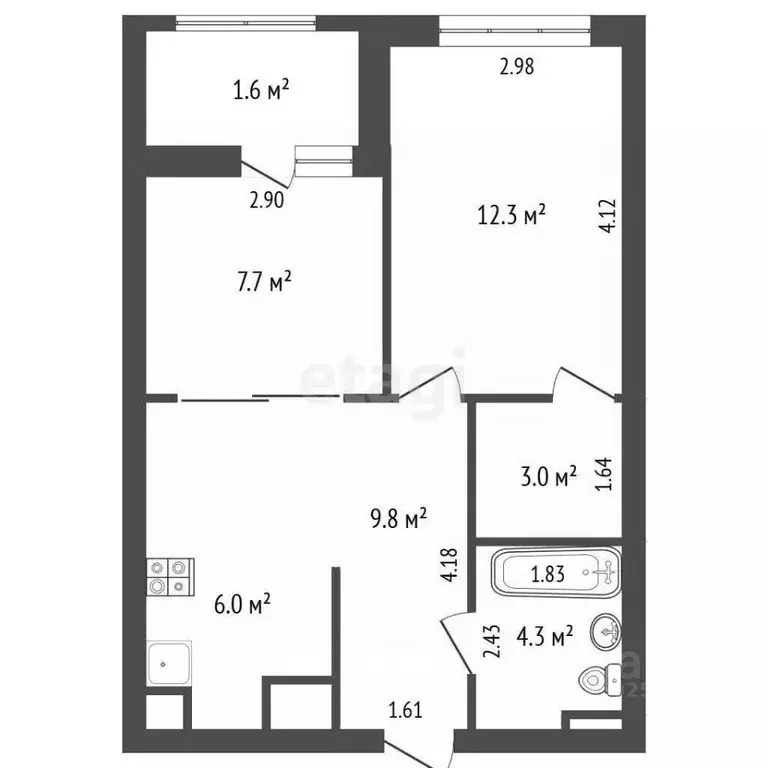 2-к кв. Крым, Симферополь просп. Александра Суворова (47.0 м) - Фото 2