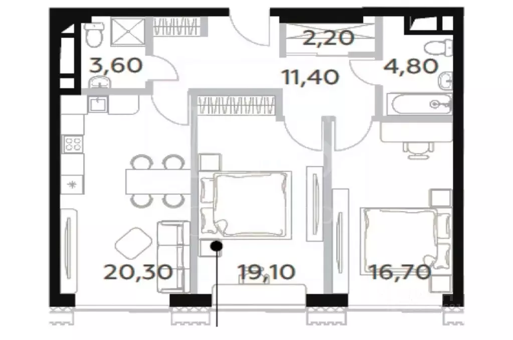 Квартира, 3 комнаты, 80 м - Фото 1