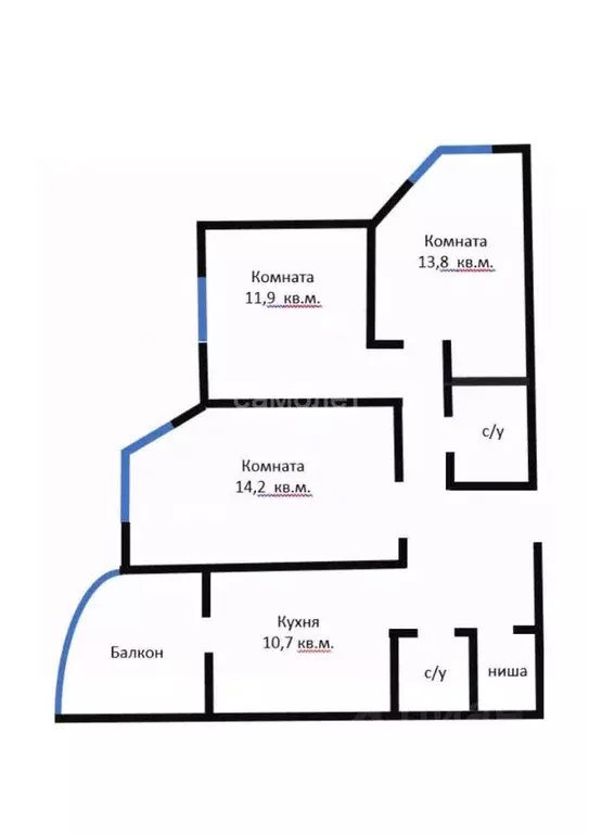 3-к кв. Москва, Москва, Московский г. ул. Атласова, 3 (77.6 м) - Фото 2